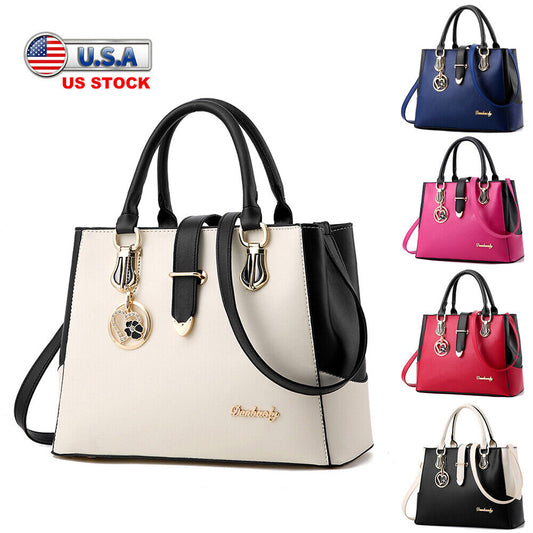 Women PU Leather Handbag Top Handle Tote Crossbody Shoulder Bag Satchel Purse