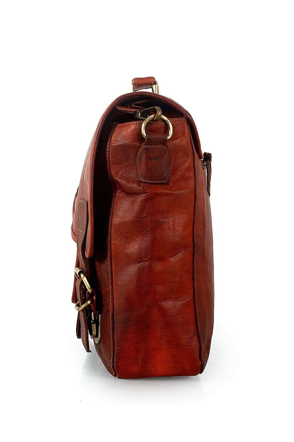 Men's Genuine Leather Vintage Laptop Push Lock Briefcase Bag Satchel Messenger