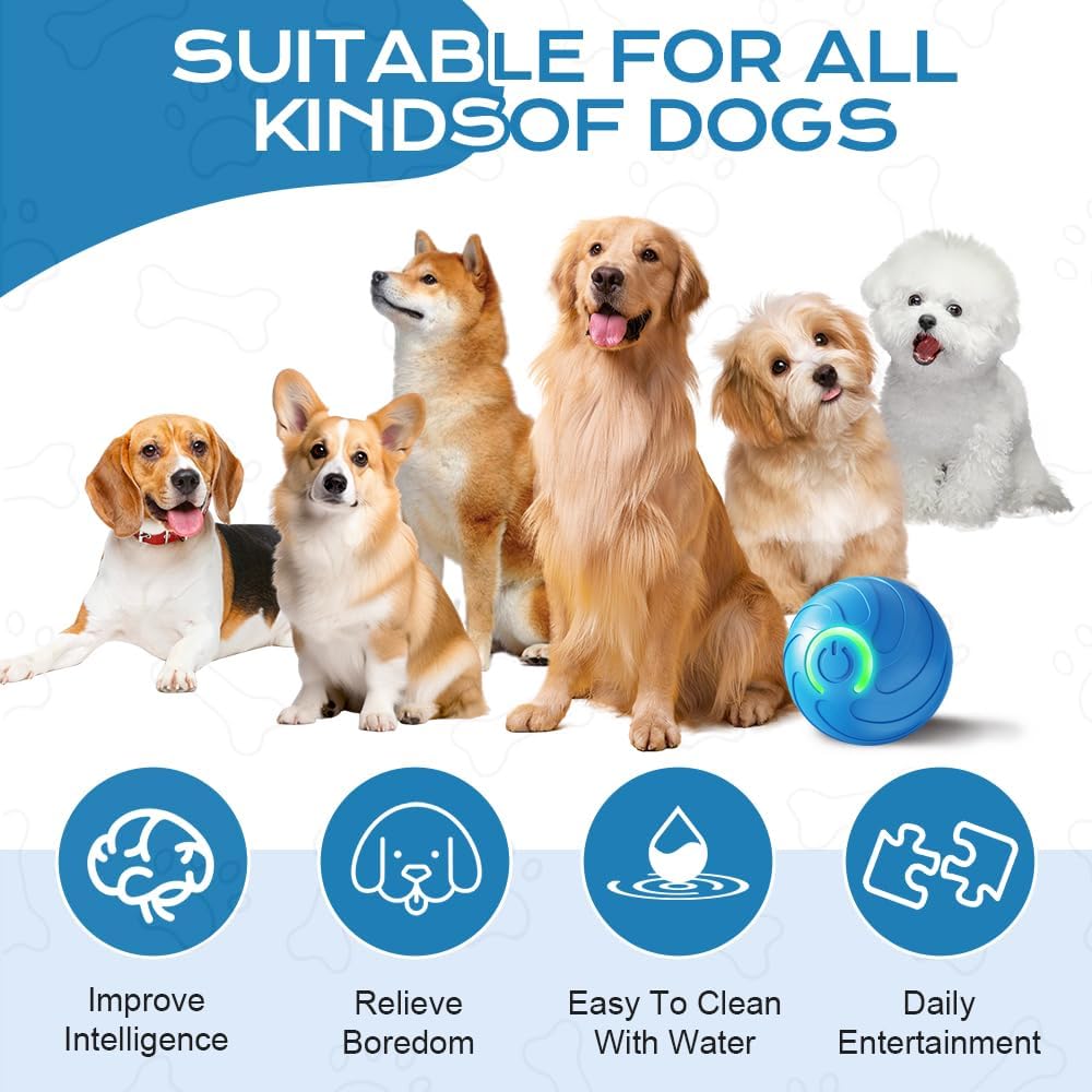 Vibrating Dog Ball, Moving Dog Ball, Shaky Ball Toy for Dogs, Interactive Bouncing Ball for Dog, Automatic Moving Dog Toy Ball, Shaking Dog Ball for Small Medium Large Dogs