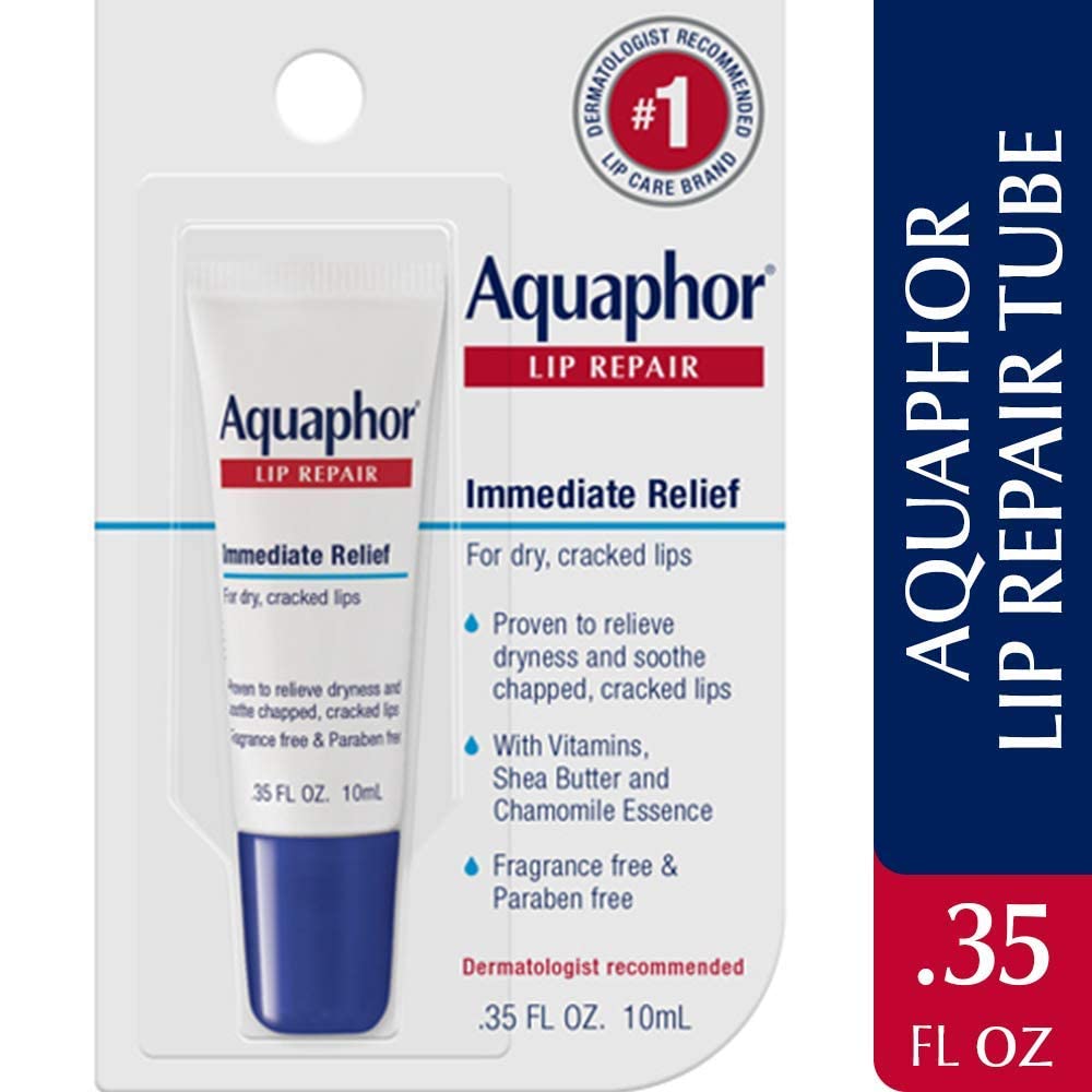 Lip Repair Ointment (Aquaphor) - Long-lasting Moisture to Soothe Dry Chapped Lips - .35 fl. oz. Tube