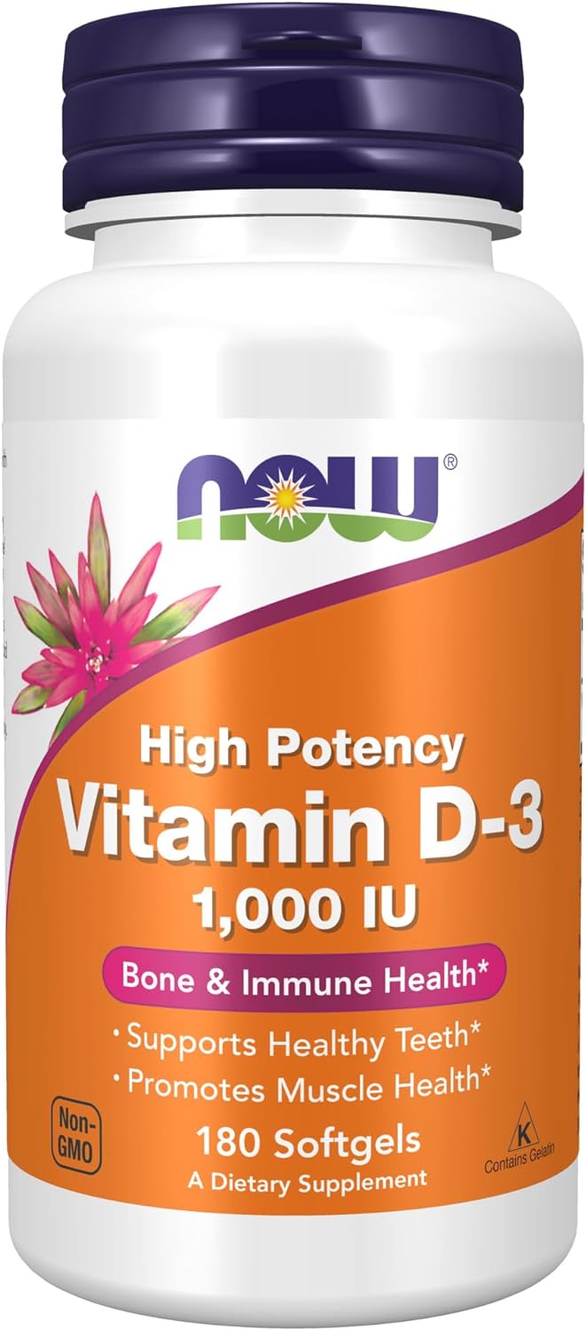 NOW Foods Vitamin D-3, 1000 IU, 180 Softgels