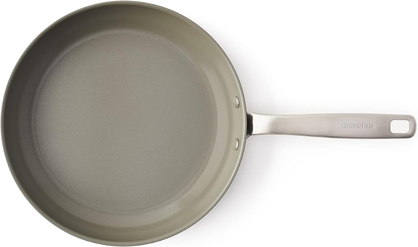 GreenPan Chatham Hard Anodized Healthy Ceramic Nonstick 8" and 10" Frying Pan Skillet Set, Omelette and Egg Pan, PFAS-Free, Dishwasher Safe, Oven Safe, Gray