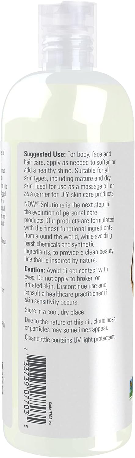 NOW Solutions, Liquid Coconut Oil, Light and Nourishing, Promotes Healthy-Looking Skin and Hair, 16-Ounce