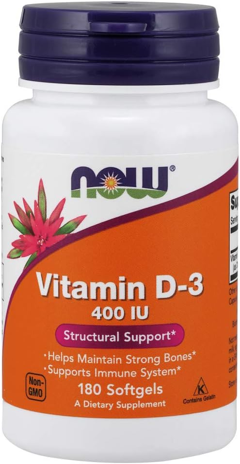 NOW Foods Vitamin D-3, 400 IU, 180 Softgels