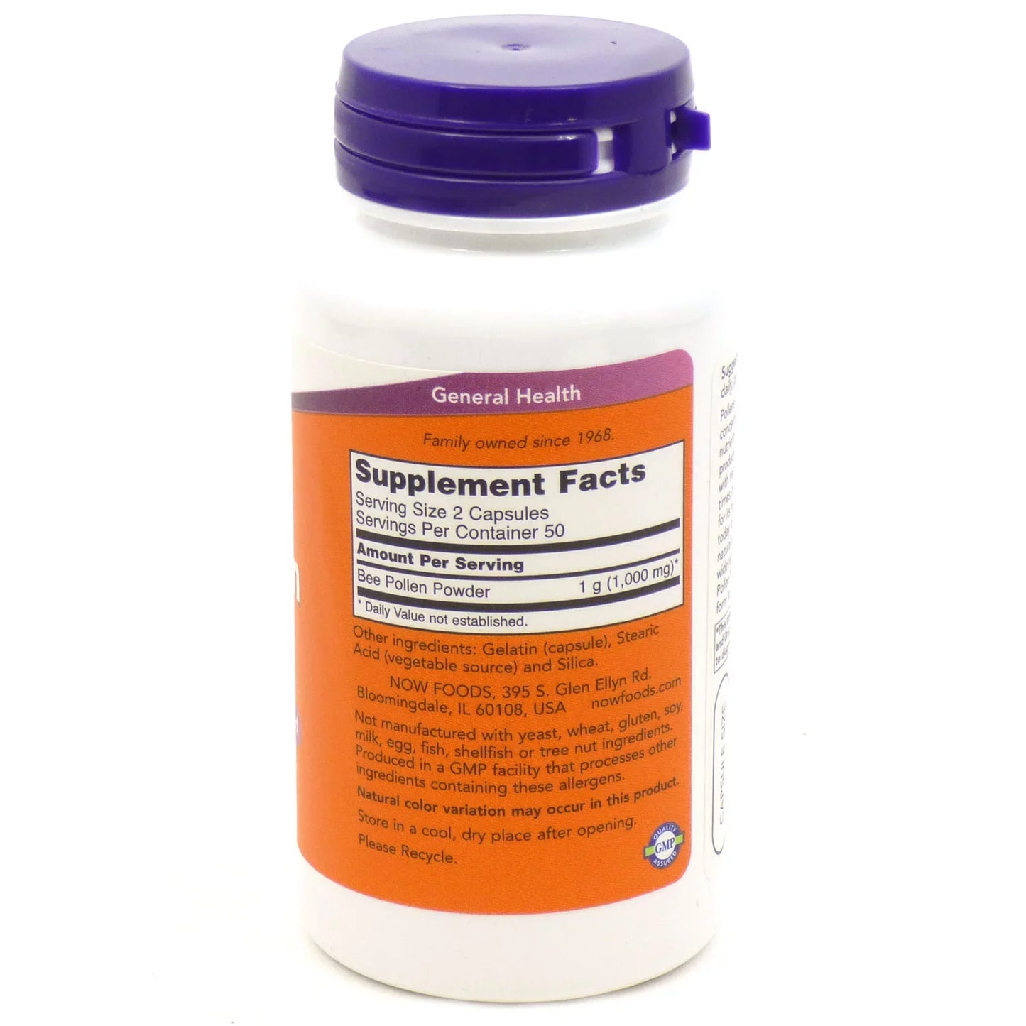 NOW Foods Bee Pollen, 500 mg, 100 Capsules