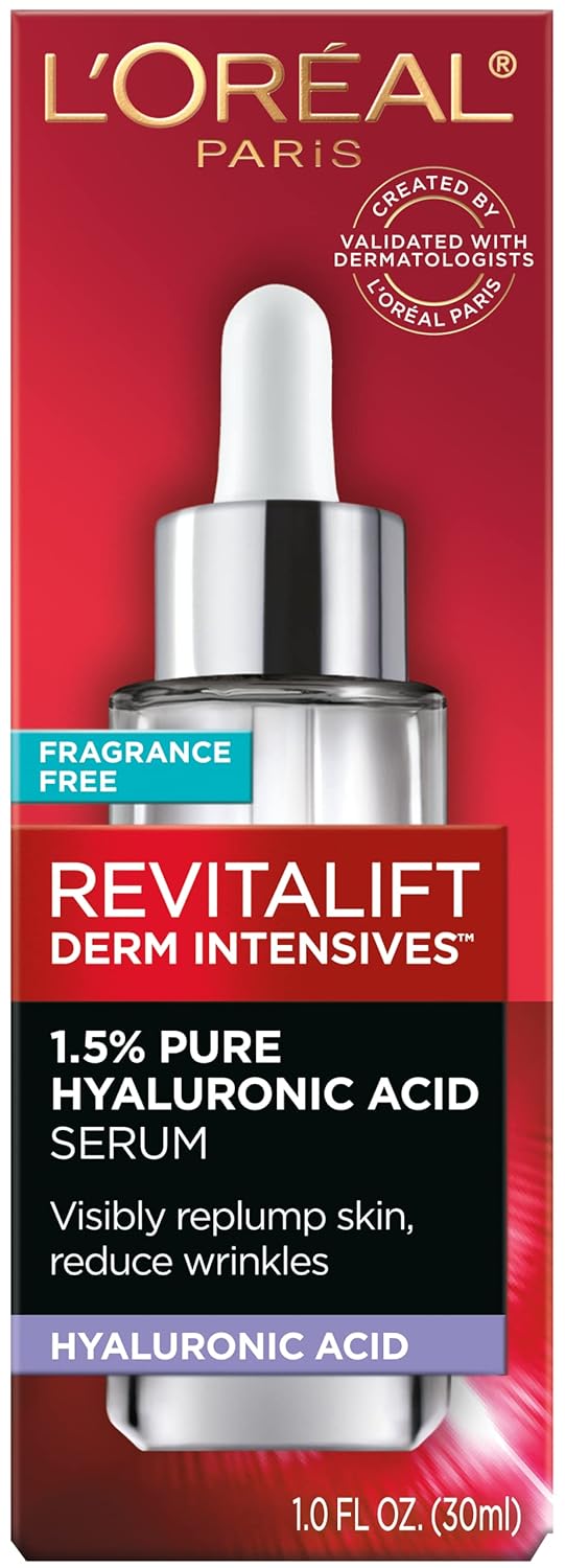 L’Oréal Paris Revitalift 1.5% Pure Hyaluronic Acid Face Serum, Hydrate & Reduce Wrinkles, Fragrance Free 1 oz