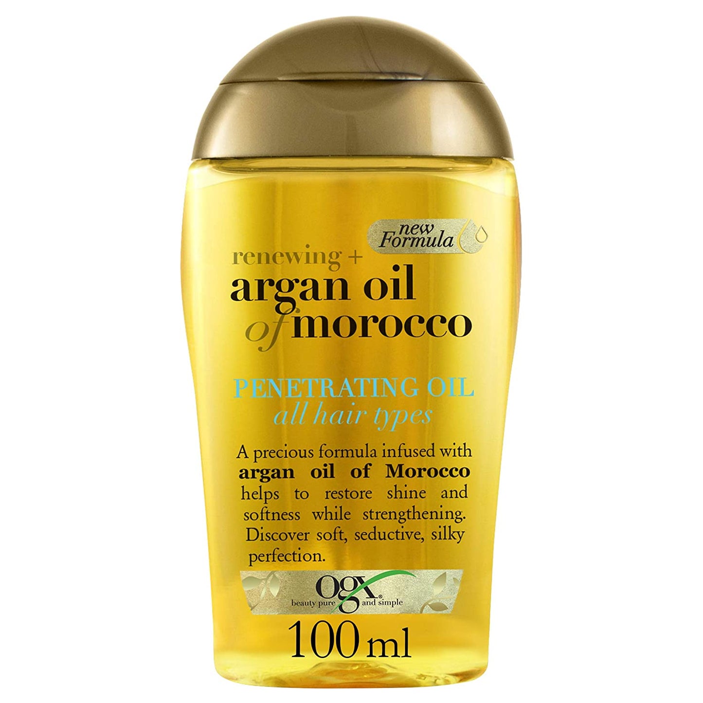 OGX Renewing + Argan Oil of Morocco Penetrating Hair Oil Treatment, Moisturizing & Strengthening Silky Oil for All Hair Types, Paraben-Free, Sulfated-Surfactants Free, 3.3 fl oz