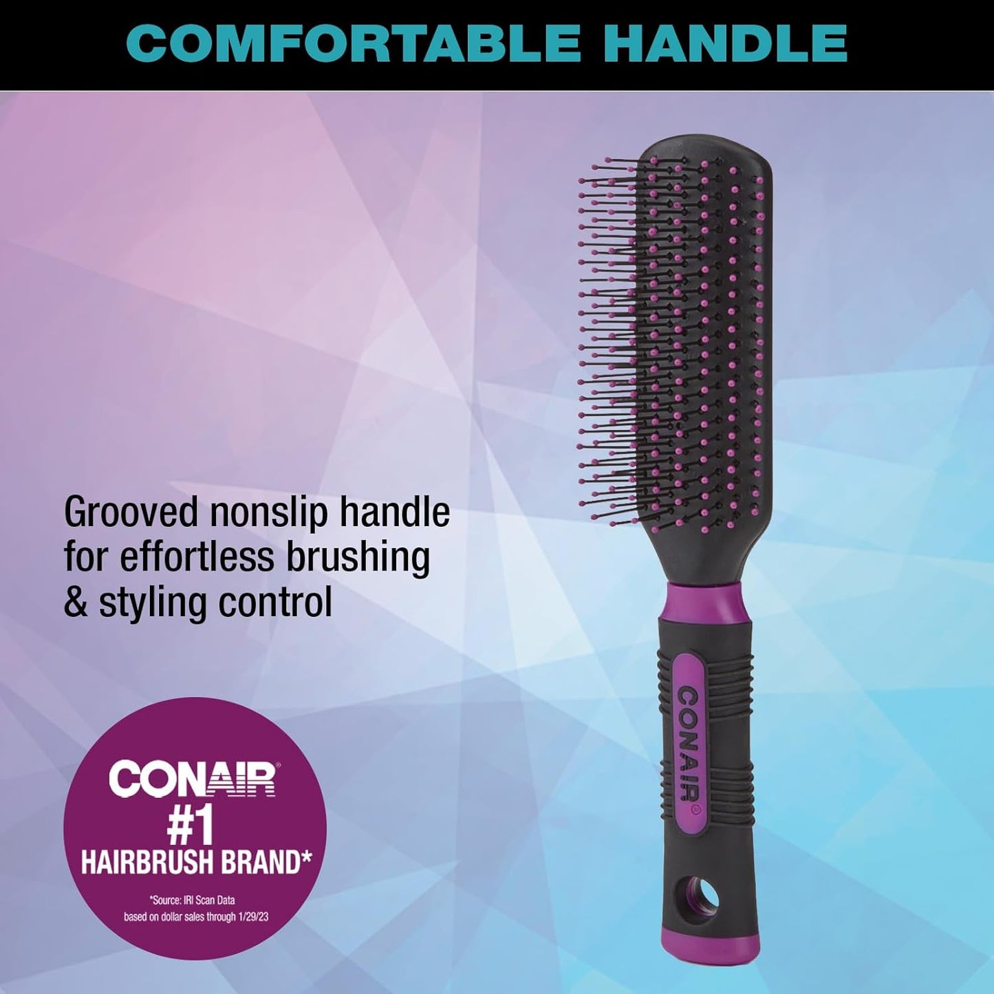 Conair Salon Results Hairbrush for Men and Women, Hairbrush for Everyday Brushing with Nylon Bristles, Color May Vary, 1 Pack