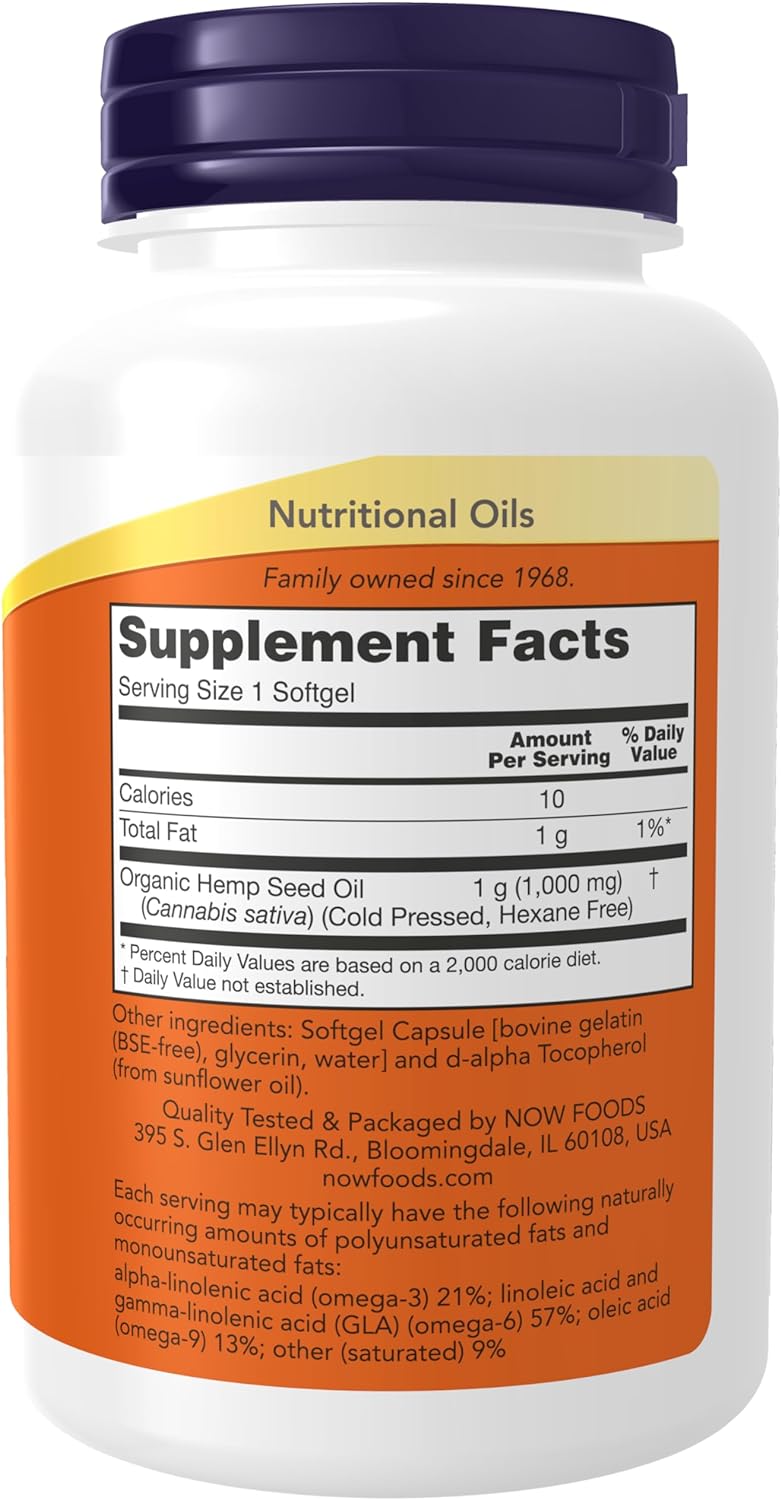 NOW Foods Hemp Seed Oil, 1000 mg, 120 Softgels