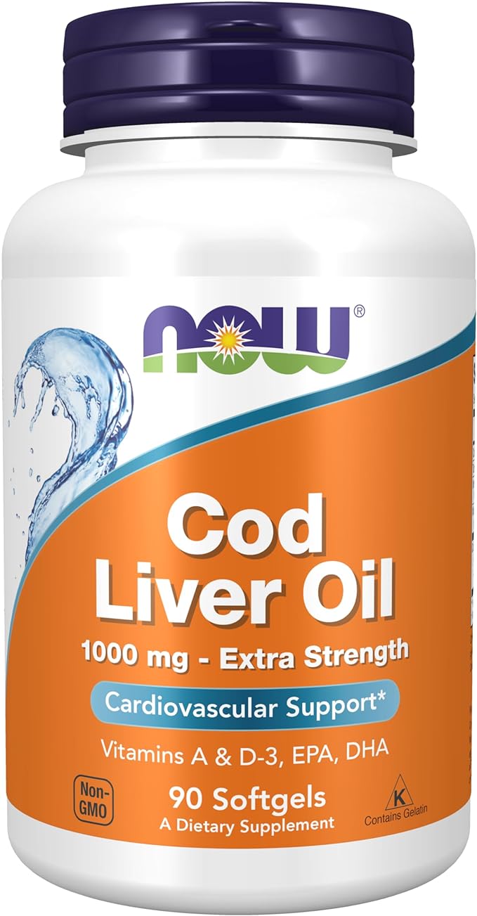 NOW Foods Cod Liver Oil Extra Strength, 1000 mg, 90 Softgels