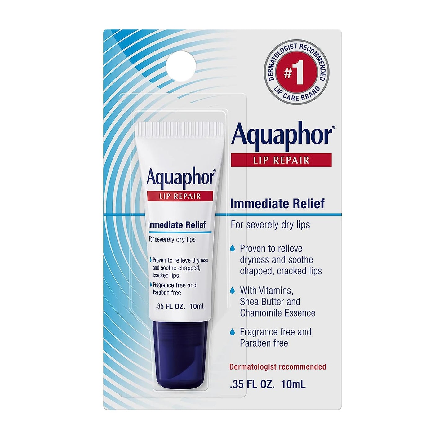 Lip Repair Ointment (Aquaphor) - Long-lasting Moisture to Soothe Dry Chapped Lips - .35 fl. oz. Tube