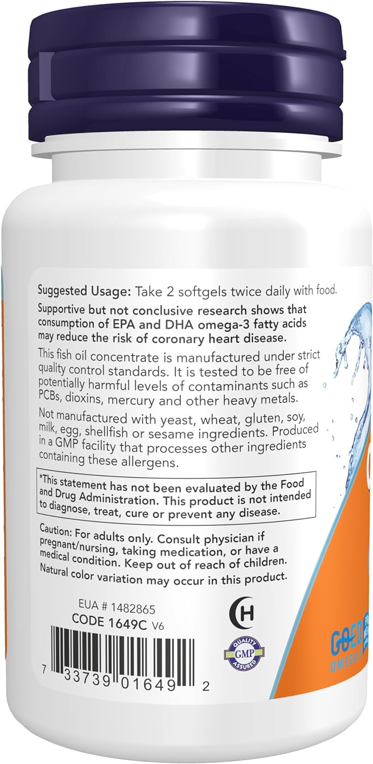 NOW Foods Omega-3 Fish Oil, 1000 mg, 30 Softgels