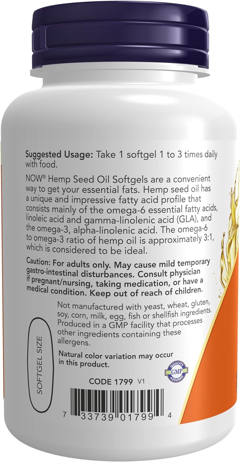 NOW Foods Hemp Seed Oil, 1000 mg, 120 Softgels