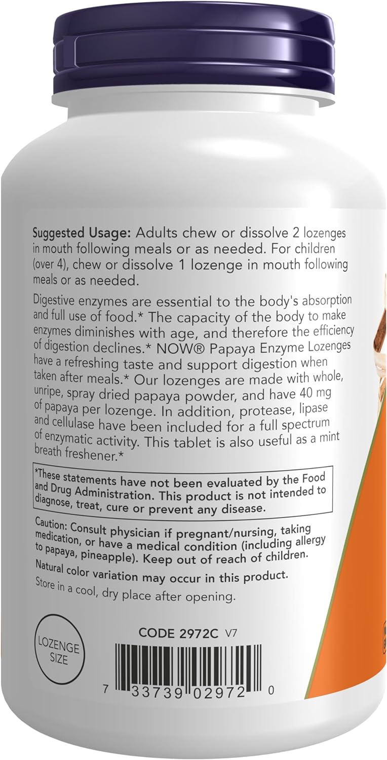 NOW Foods Papaya Enzyme, 360 Lozenges