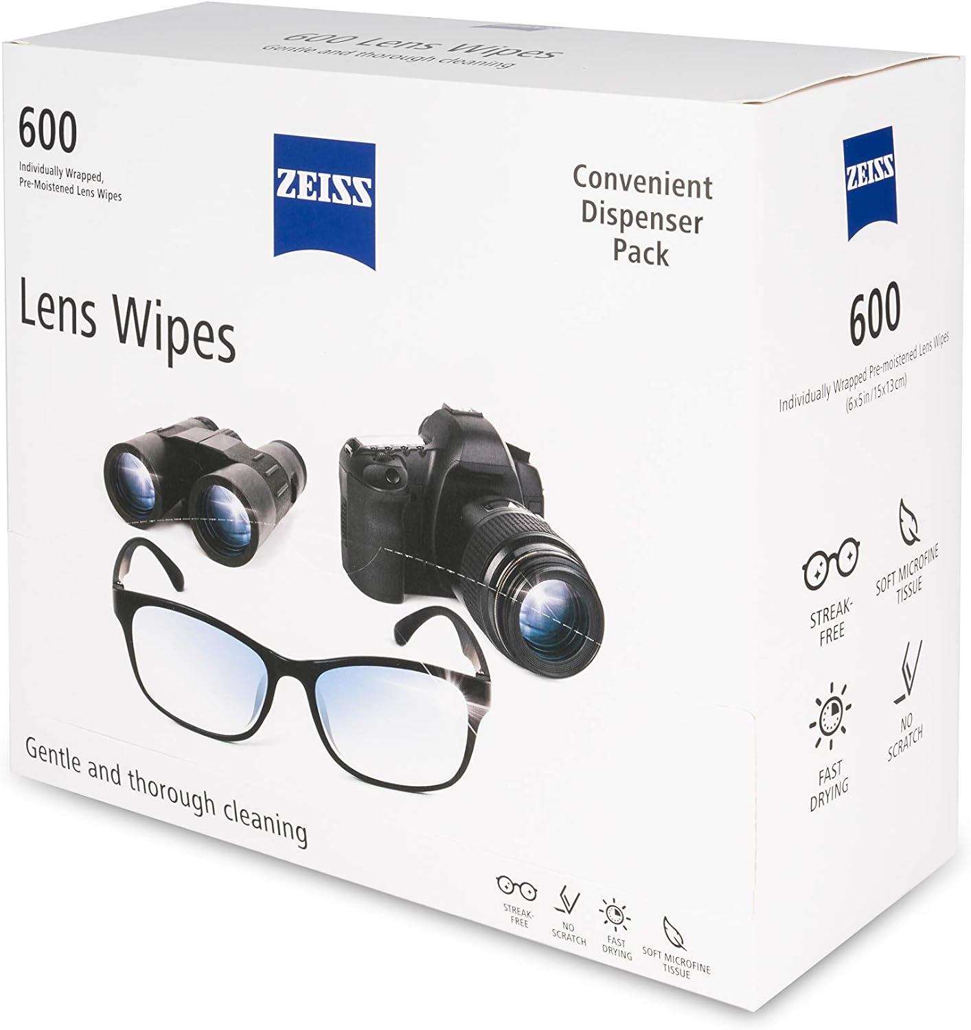 ZEISS Pre-Moistened Lens Cleaning Wipes, 600 Count