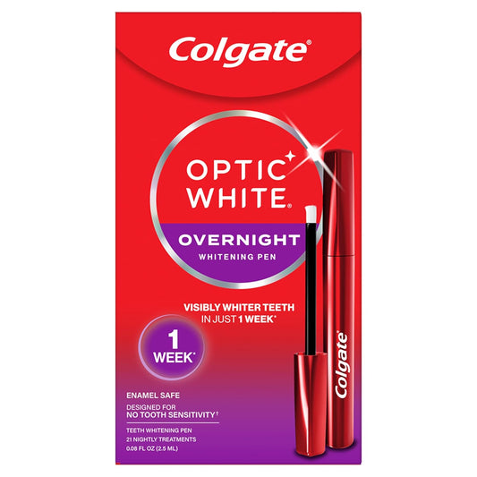 Colgate Optic White Overnight Teeth Whitening Pen, Teeth Stain Remover to Whiten Teeth, 35 Nightly Treatments