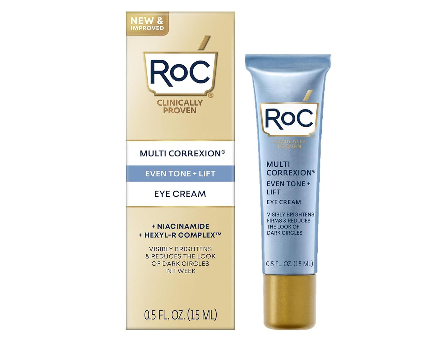 RoC Multi Correxion 5 in 1 Anti-Aging Eye Cream for Puffiness, Under Eye Bags & Dark Circles, Skin Care Treatment with Shea Butter, 0.5 Ounces (Packaging May Vary)