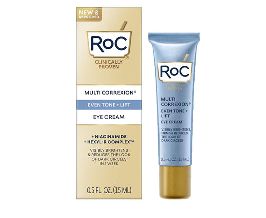 RoC Multi Correxion 5 in 1 Anti-Aging Eye Cream for Puffiness, Under Eye Bags & Dark Circles, Skin Care Treatment with Shea Butter, 0.5 Ounces (Packaging May Vary)