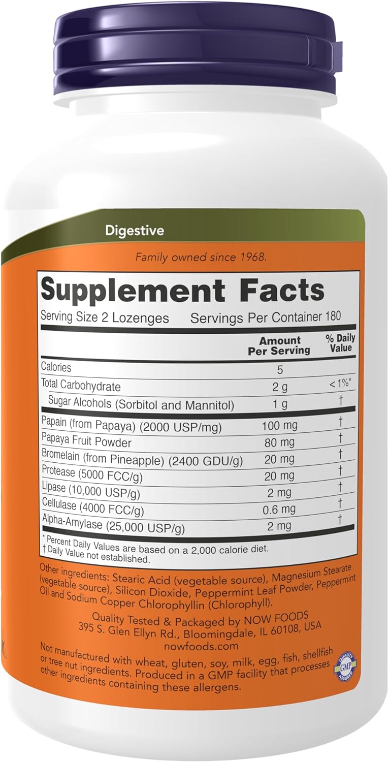 NOW Foods Papaya Enzyme, 360 Lozenges