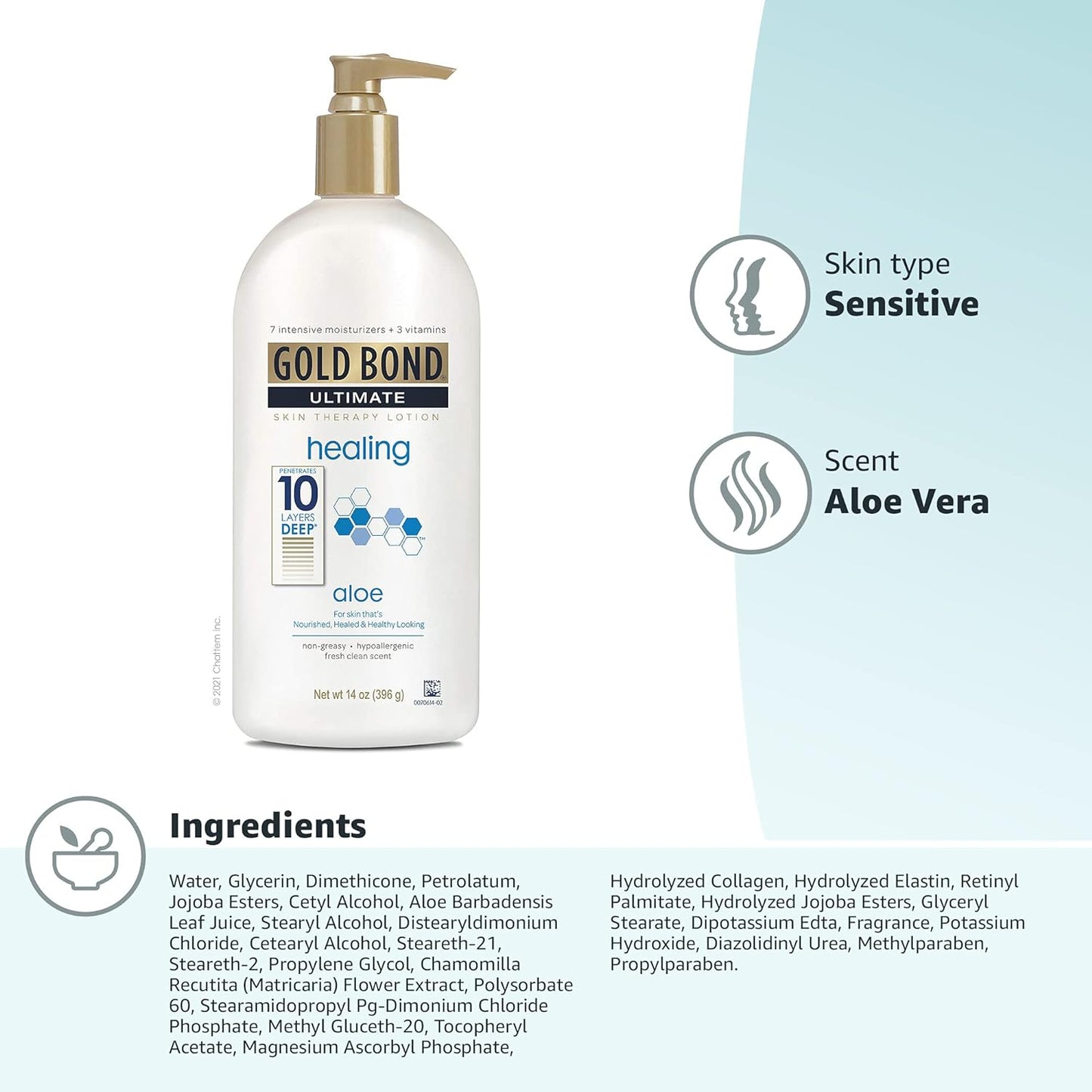 Gold Bond Healing Hydrating Lotion, 14 oz., With Aloe, Moisturizes, Immediate 24-Hour Hydration