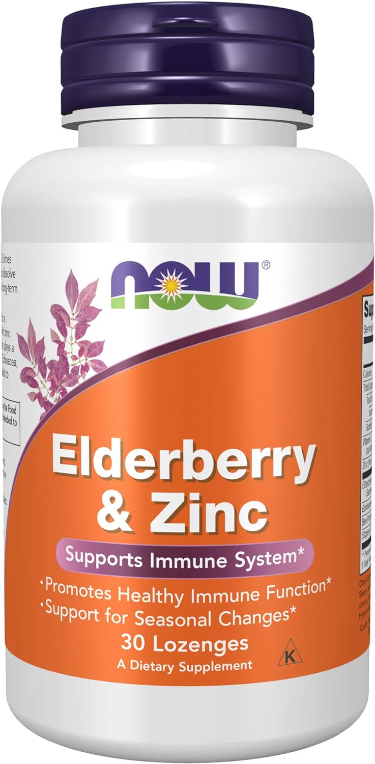 NOW Foods Elderberry & Zinc, 30 Lozenges