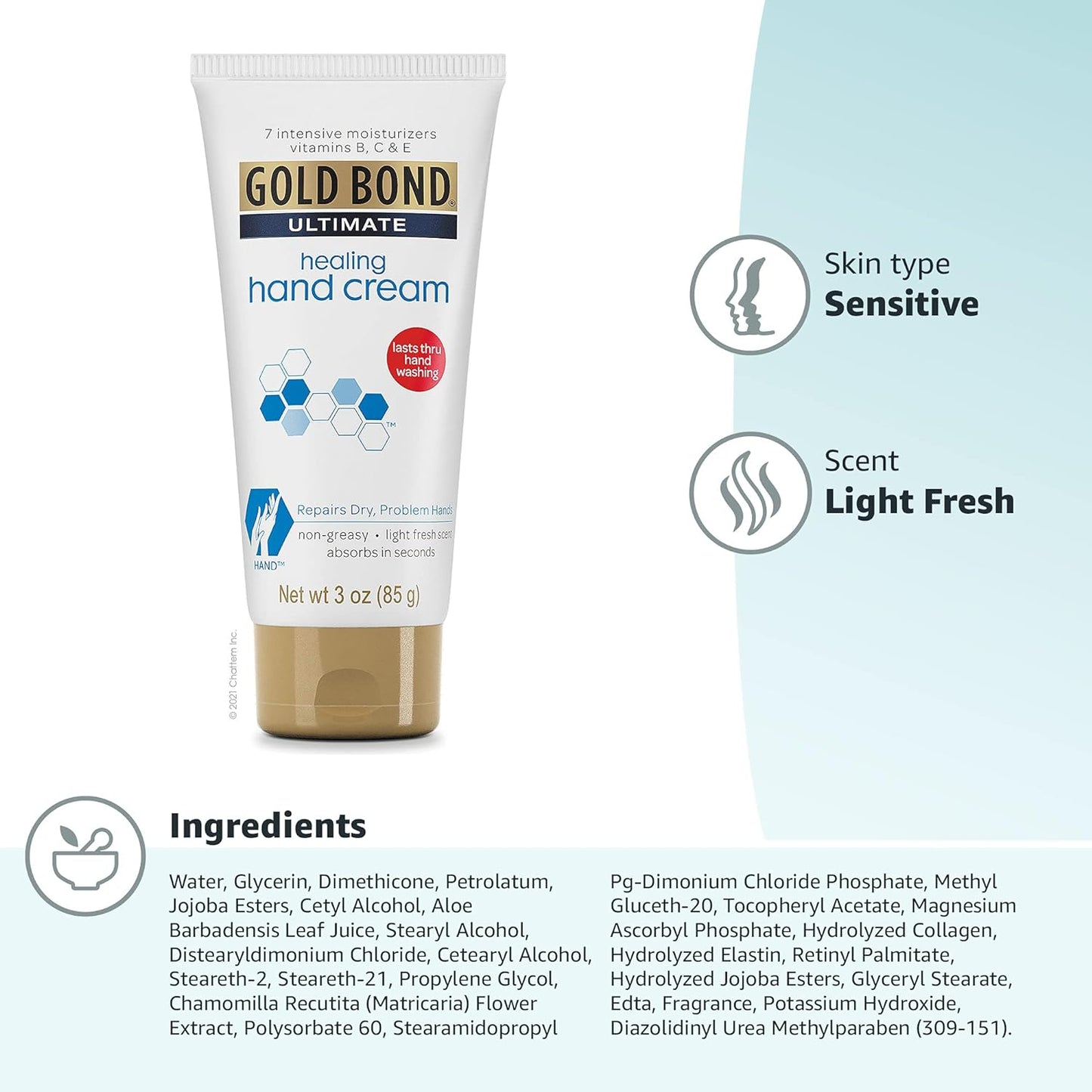 Gold Bond Healing Hand Cream, 3 oz., With Aloe, Moisture That Lasts Through Handwashing