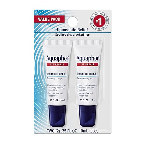 Aquaphor Lip Repair - Soothe Dry, Chapped Lips - Two .35 oz. Tubes