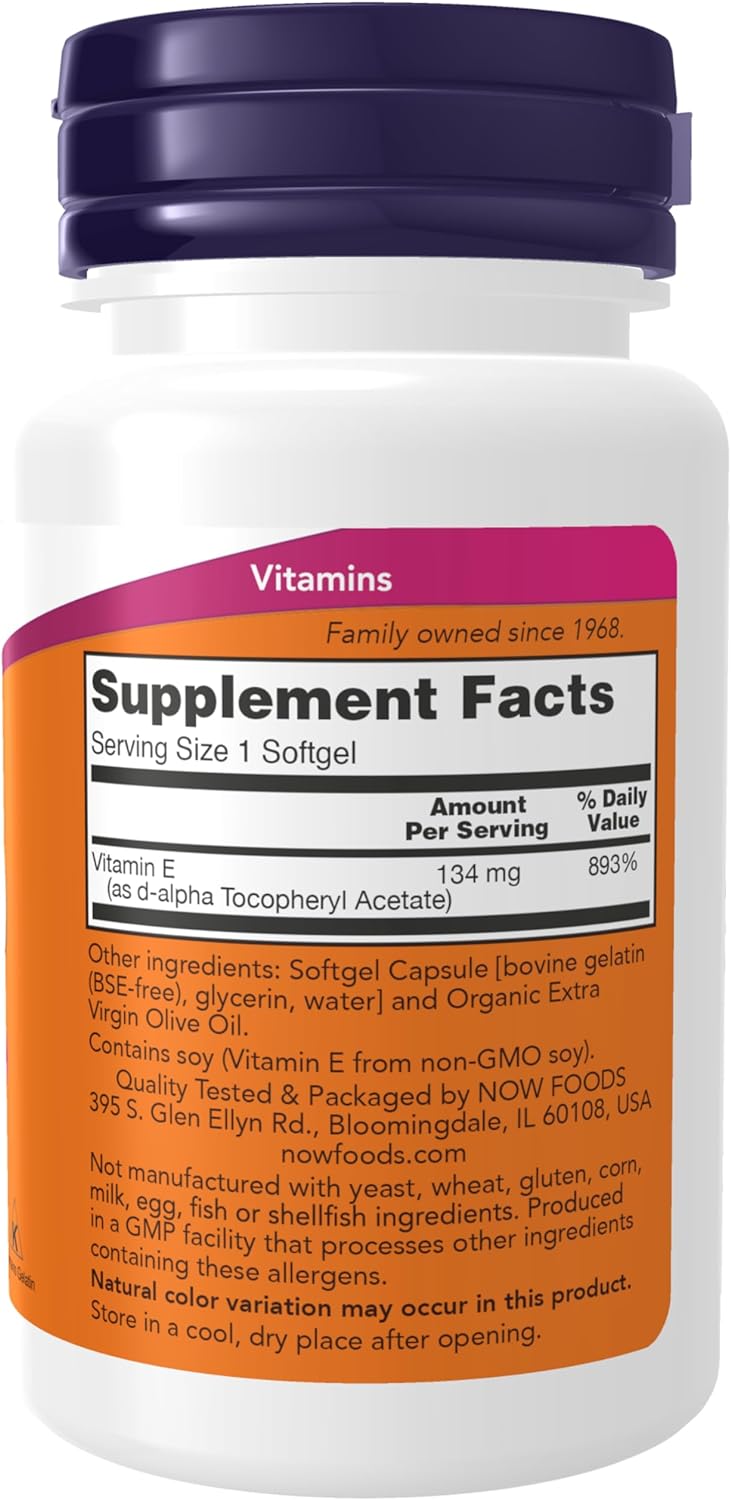 NOW Foods Vitamin E-200, 100 Softgels