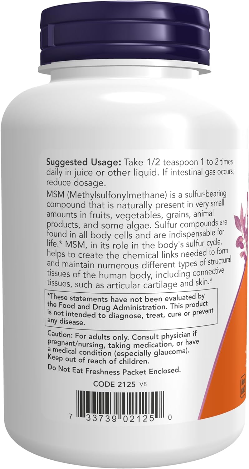 NOW Foods MSM, 1800 mg, 8 oz Powder