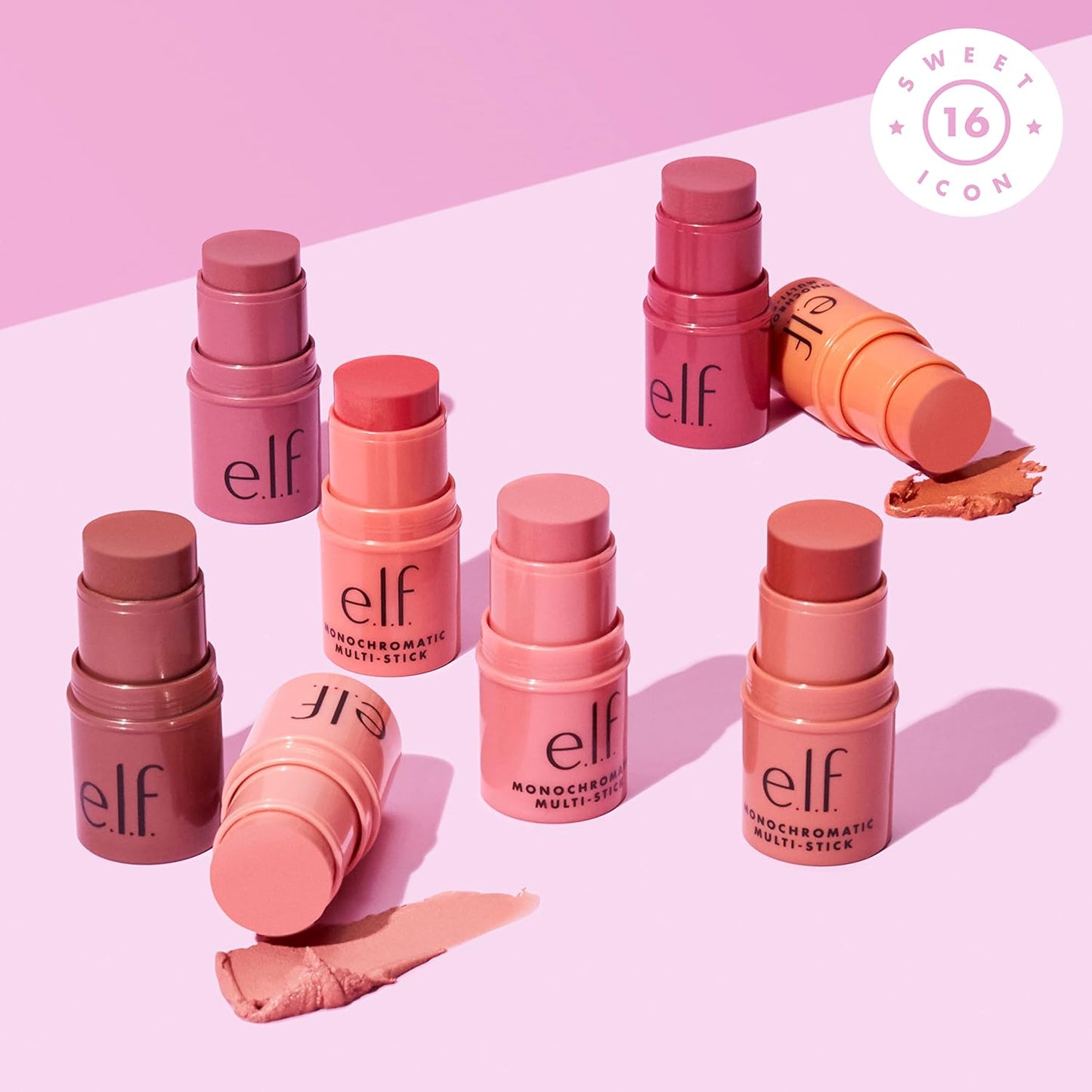 e.l.f., Monochromatic Multi Stick, Creamy, Lightweight, Versatile, Luxurious, Adds Shimmer, Easy To Use On The Go, Blends Effortlessly, Sparkling Rose, 0.155 Oz