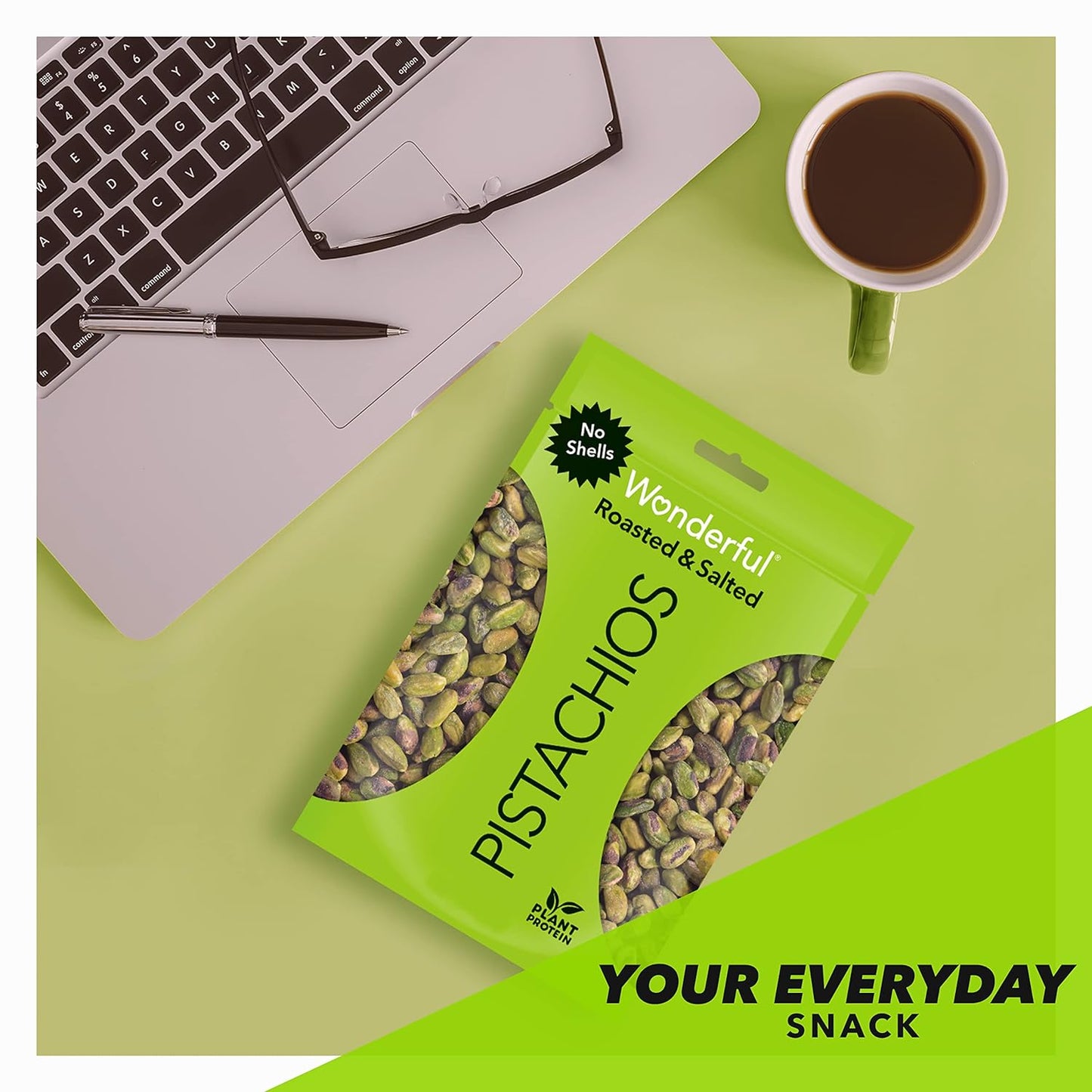 Wonderful Pistachios, No Shells, Roasted and Salted Nuts, 12 Ounce Resealable Bag, Good Source of Protein, Gluten Free, On-the Go-Snack