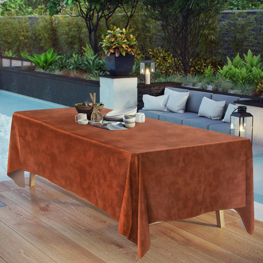 Linkidea Vegan Leather Table Cloth, Outdoor Camping Table Cover, 85" x 55" Wipeable Rectangle Dining Table Pads Protector for Coffee Table, Dining Room Table