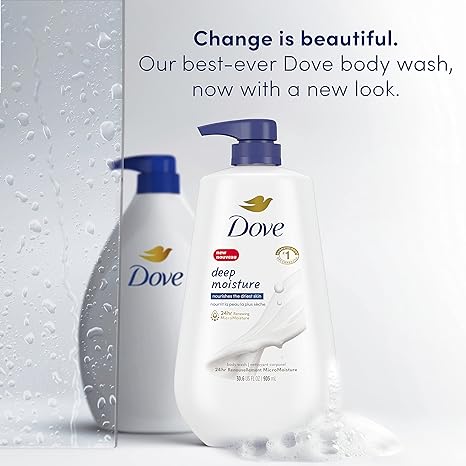 Dove Deep Moisture Body Wash 30.6 Fl Oz Pack of 3 with Pump, Luxurious Hydration for Dry Skin, Cleanser with 24hr Renewing MicroMoisture