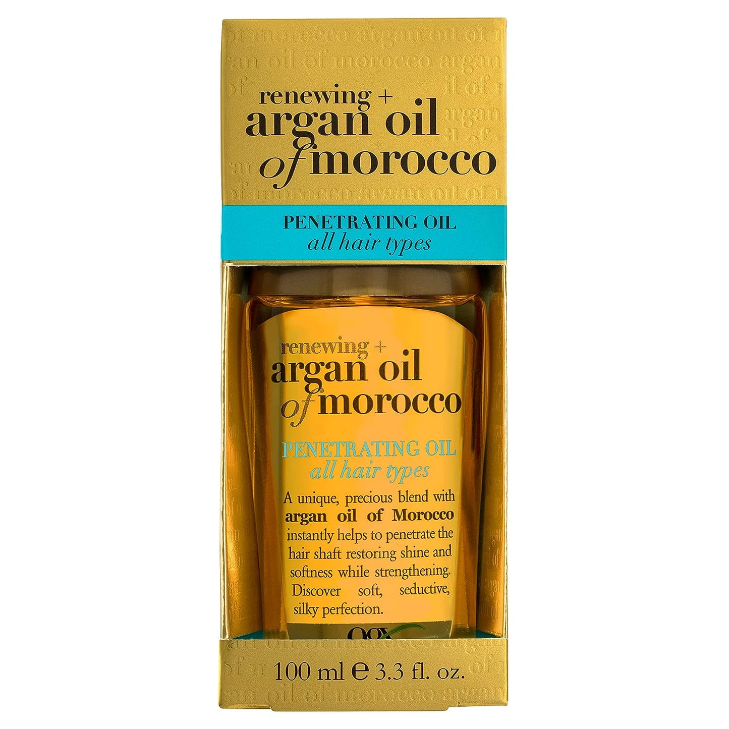 OGX Renewing + Argan Oil of Morocco Penetrating Hair Oil Treatment, Moisturizing & Strengthening Silky Oil for All Hair Types, Paraben-Free, Sulfated-Surfactants Free, 3.3 fl oz