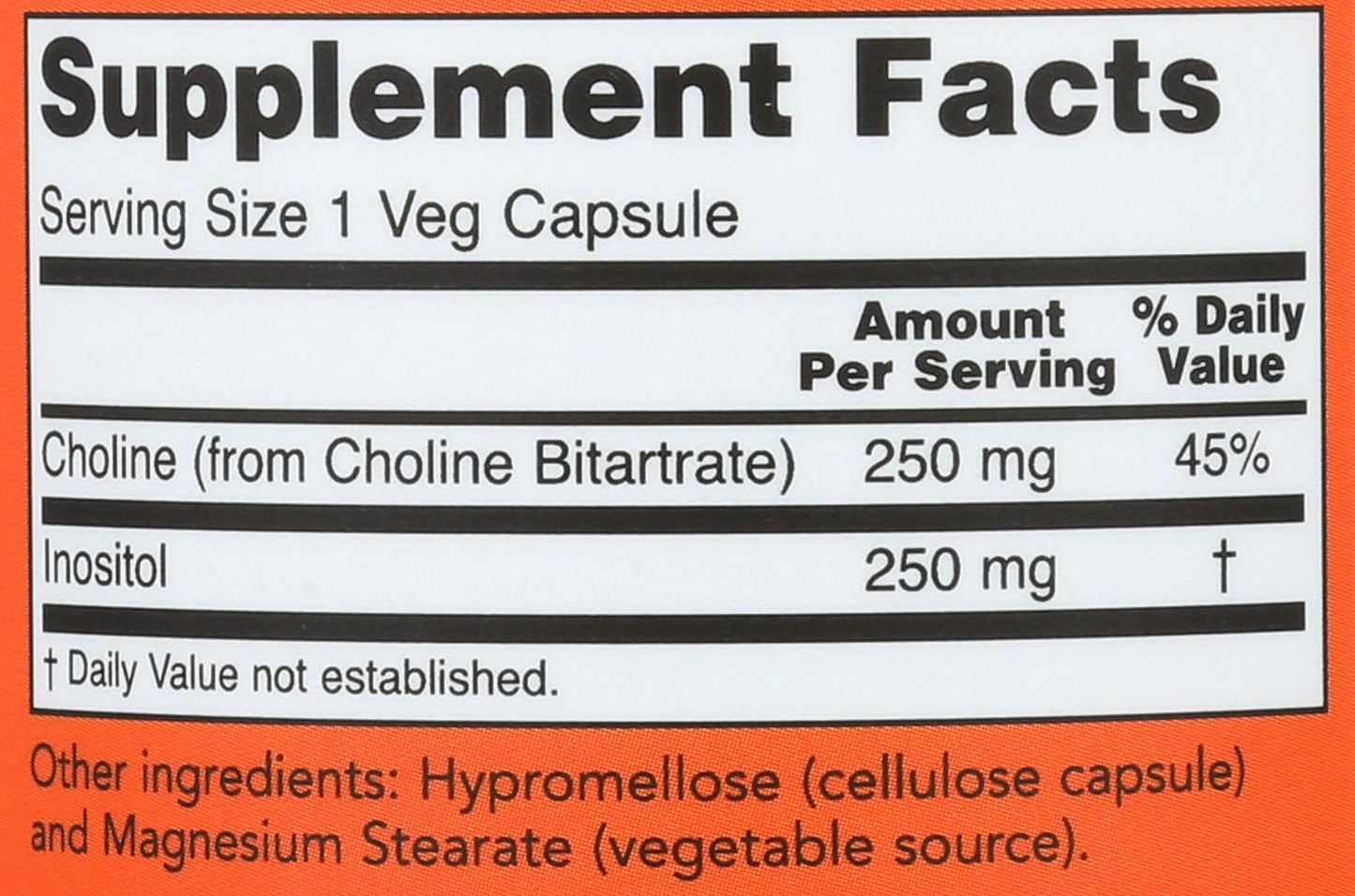 NOW Foods Choline & Inositol, 500 mg, 100 Capsules