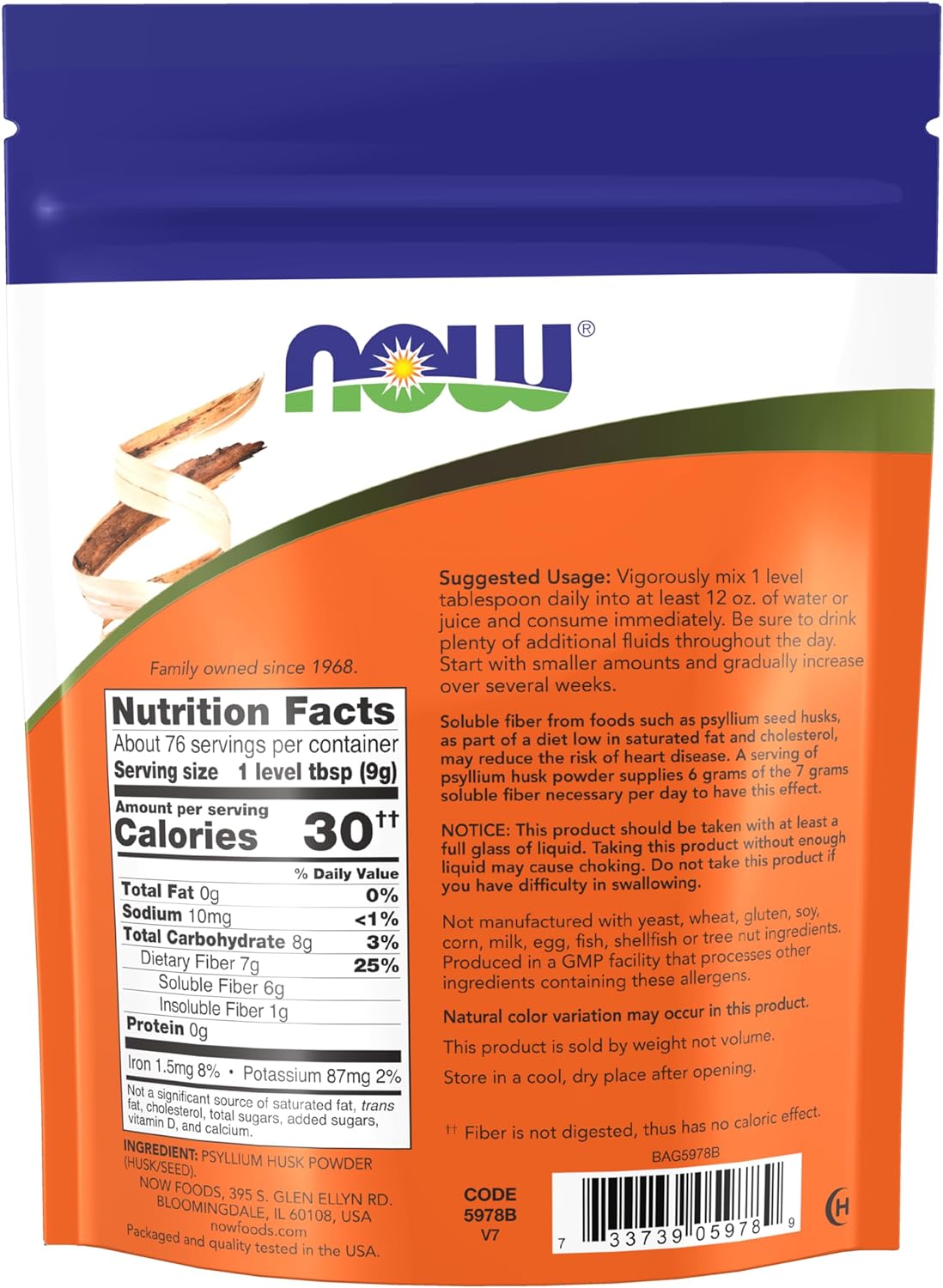 Now Foods Psyllium Husk Powder, 24 oz.