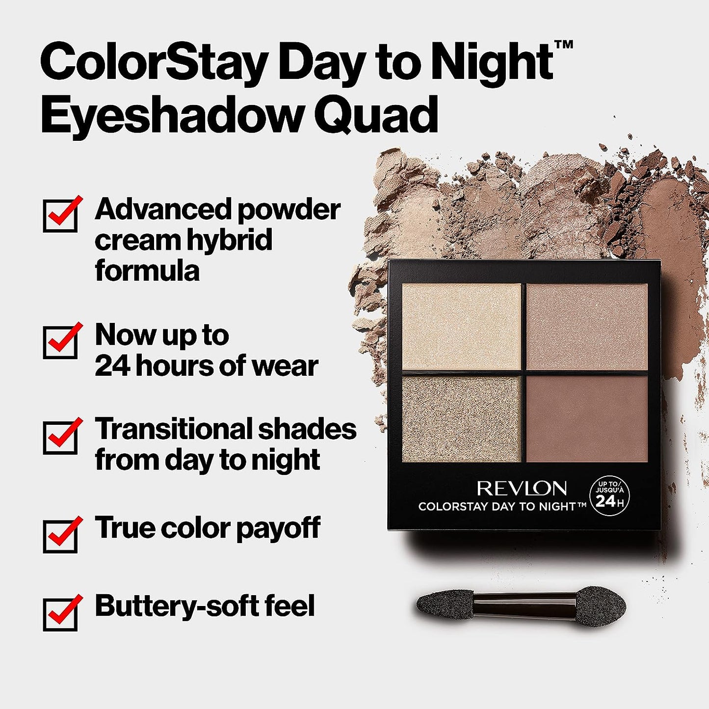 Revlon Eyeshadow Palette, ColorStay Day to Night Up to 24 Hour Eye Makeup, Velvety Pigmented Blendable Matte & Shimmer Finishes, 555 Moonlit, 0.16 Oz