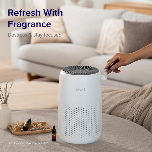 LEVOIT Air Purifiers for Bedroom Home, 3-in-1 Filter Cleaner with Fragrance Sponge for Better Sleep, Filters Smoke, Allergies, Pet Dander, Odor, Dust, Office, Desktop, Portable, Core Mini, White