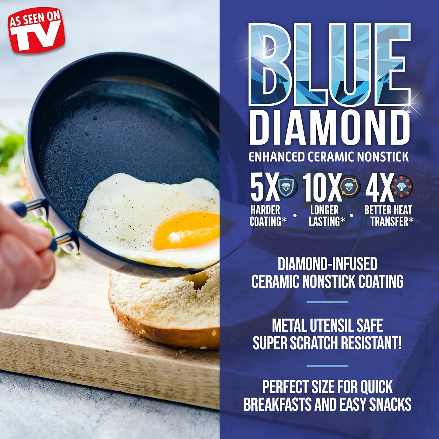 Blue Diamond Cookware Healthy Ceramic Nonstick Mini Egg Pan, Blue