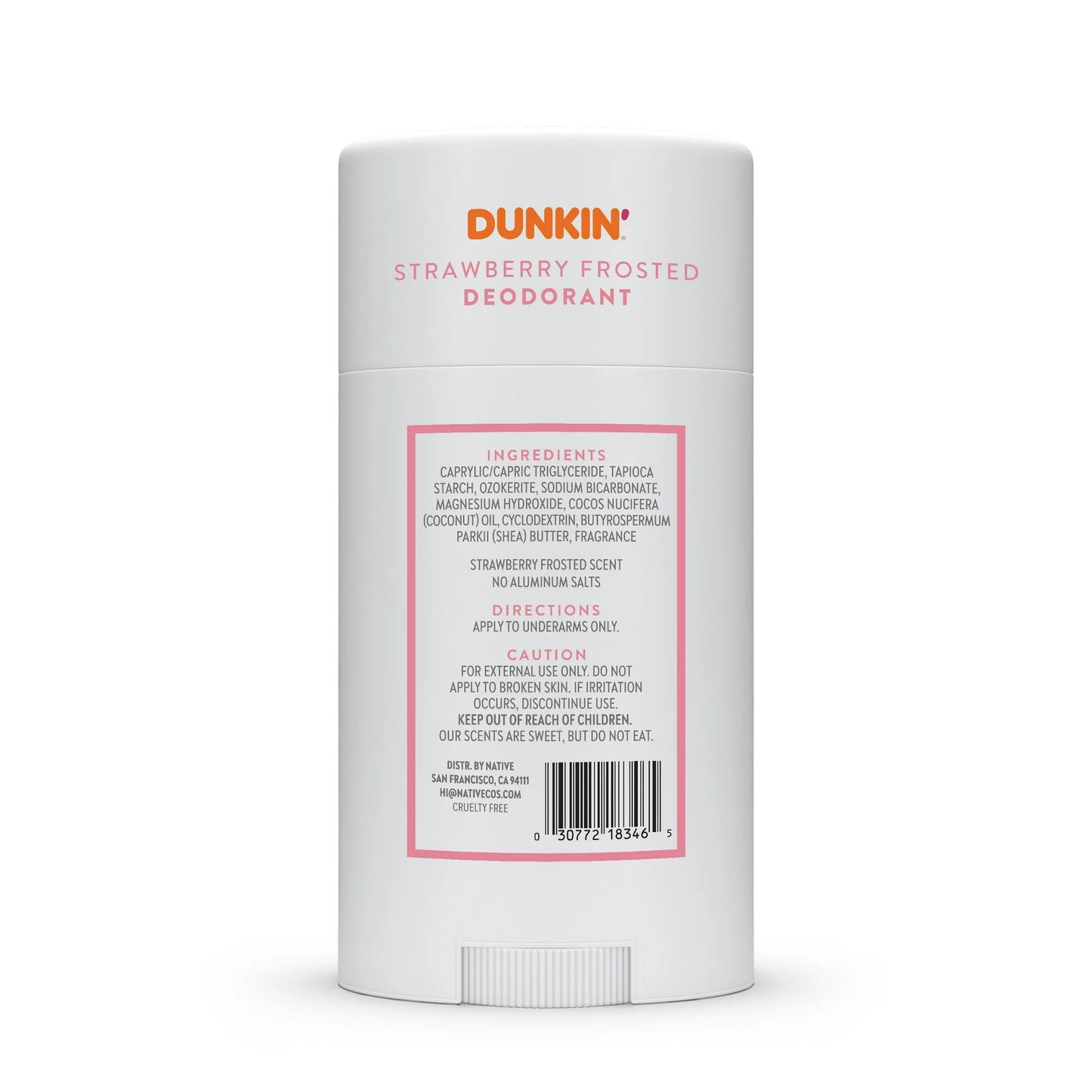 Native Dunkin' Deodorant, Aluminum Free, Strawberry Frosted Deodorant, 2.65 oz