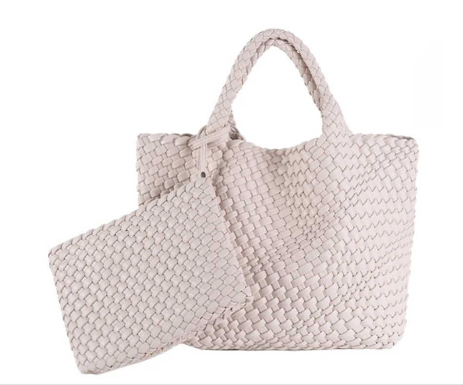 Women PU Leather Knitting Handbag Lady Fashion Classic Tote Female Quality Hand-woven Basket Shoulder Bag Messenger with Purse