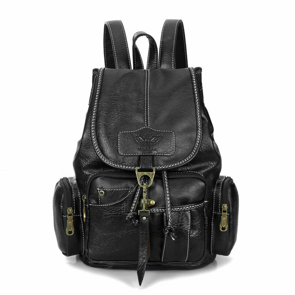 Premium PU Leather Backpack Women Vitange Satchel Rucksack Travel Shoulder Bag