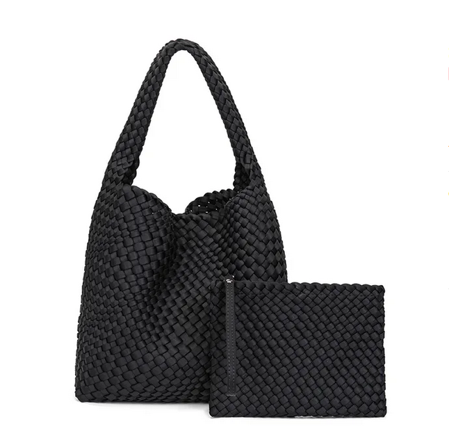 Neoprene Leather Woven Underarm Bag Pure Hand-woven Bags Basket Design Large Capacity Shoulder Bag Commuter Classic Handbag