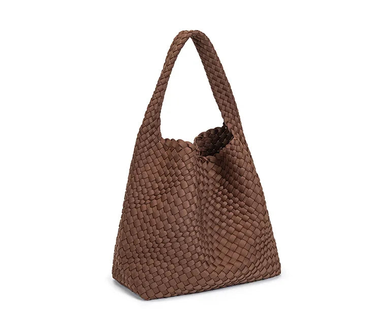 Neoprene Leather Woven Underarm Bag Pure Hand-woven Bags Basket Design Large Capacity Shoulder Bag Commuter Classic Handbag