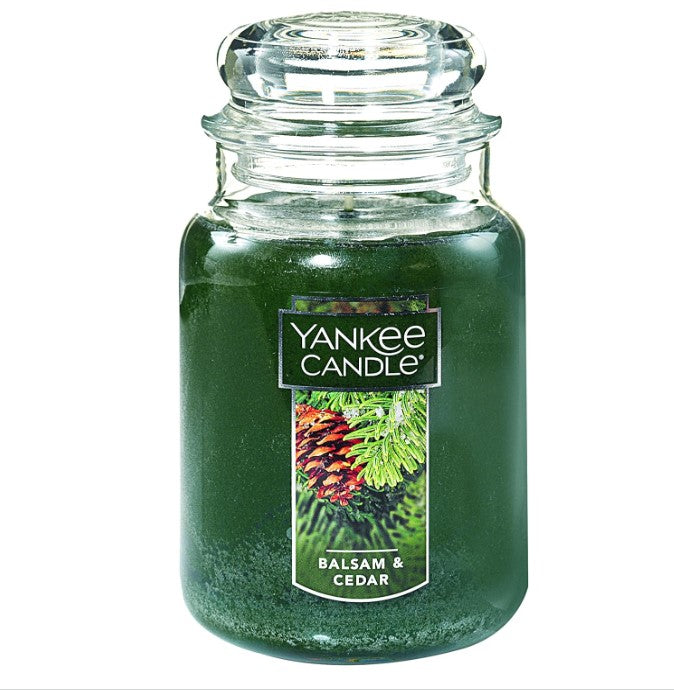 Yankee Candle Balsam & Cedar Scented, Classic 22oz Large Jar Single Wick Candle, Over 110 Hours of Burn Time