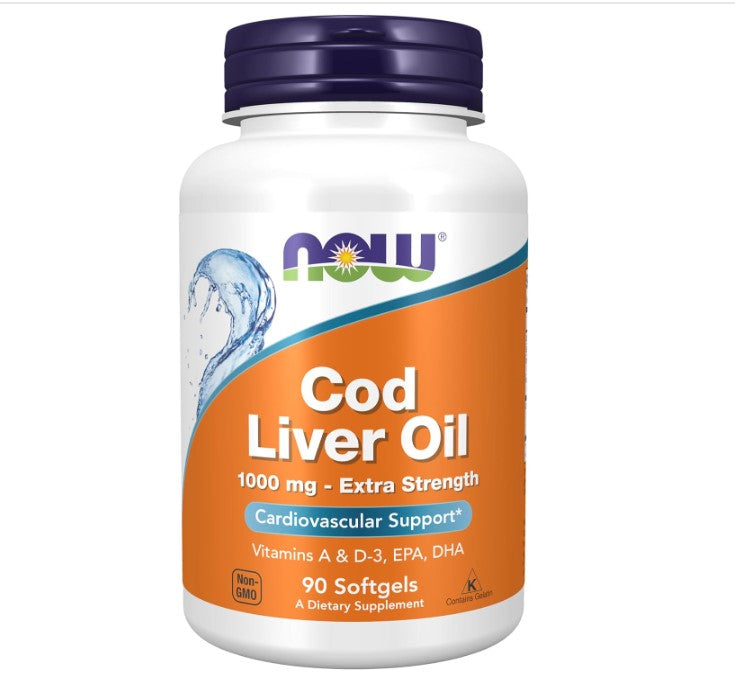 NOW Foods Cod Liver Oil Extra Strength, 1000 mg, 90 Softgels