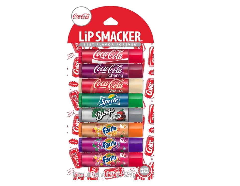 Lip Smacker Original & Best Holiday Flavored Lip Balm Party Pack, Oatmeal Cookie, Vanilla, Mango, Watermelon, Tropical Punch, Cotton Candy, Kiwi, Strawberry, Clear