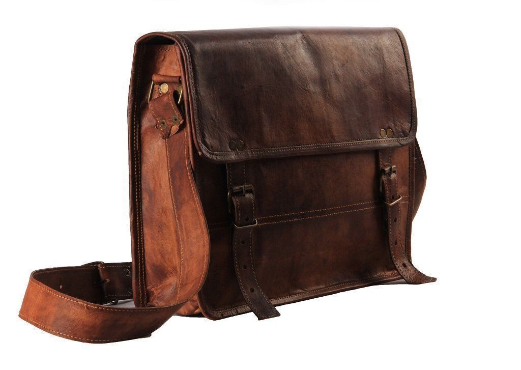 Leather Vintage Men S Messenger Shoulder Bag Laptop Satchel Genuine Briefcase