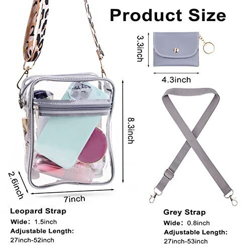 HOSTK Clear Crossbody Bag Stadium Approved Transparent Messenger Shoulder