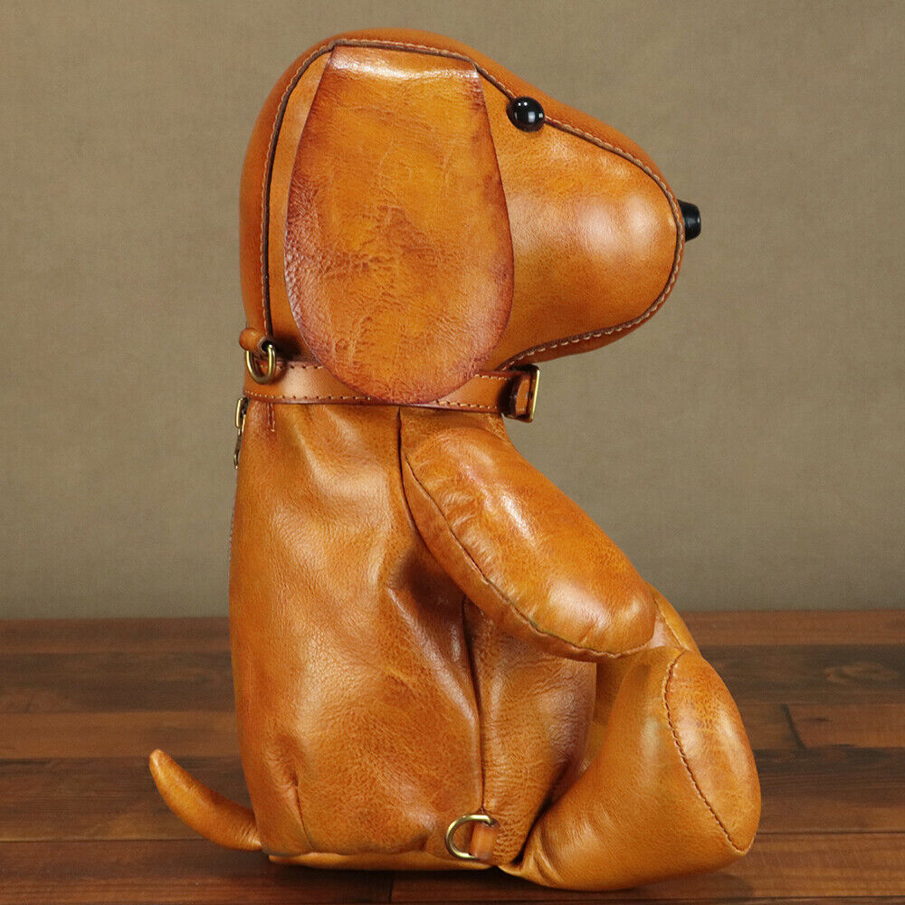 Genuine Leather Dog Backpack Purses for Women Retro Leather Rucksack Handmade